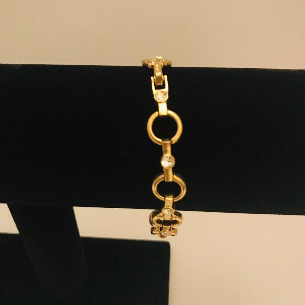 Avon Circle Link Bracelet 7” -8”  Goldtone Adjustable Tennis Bracelet J0727